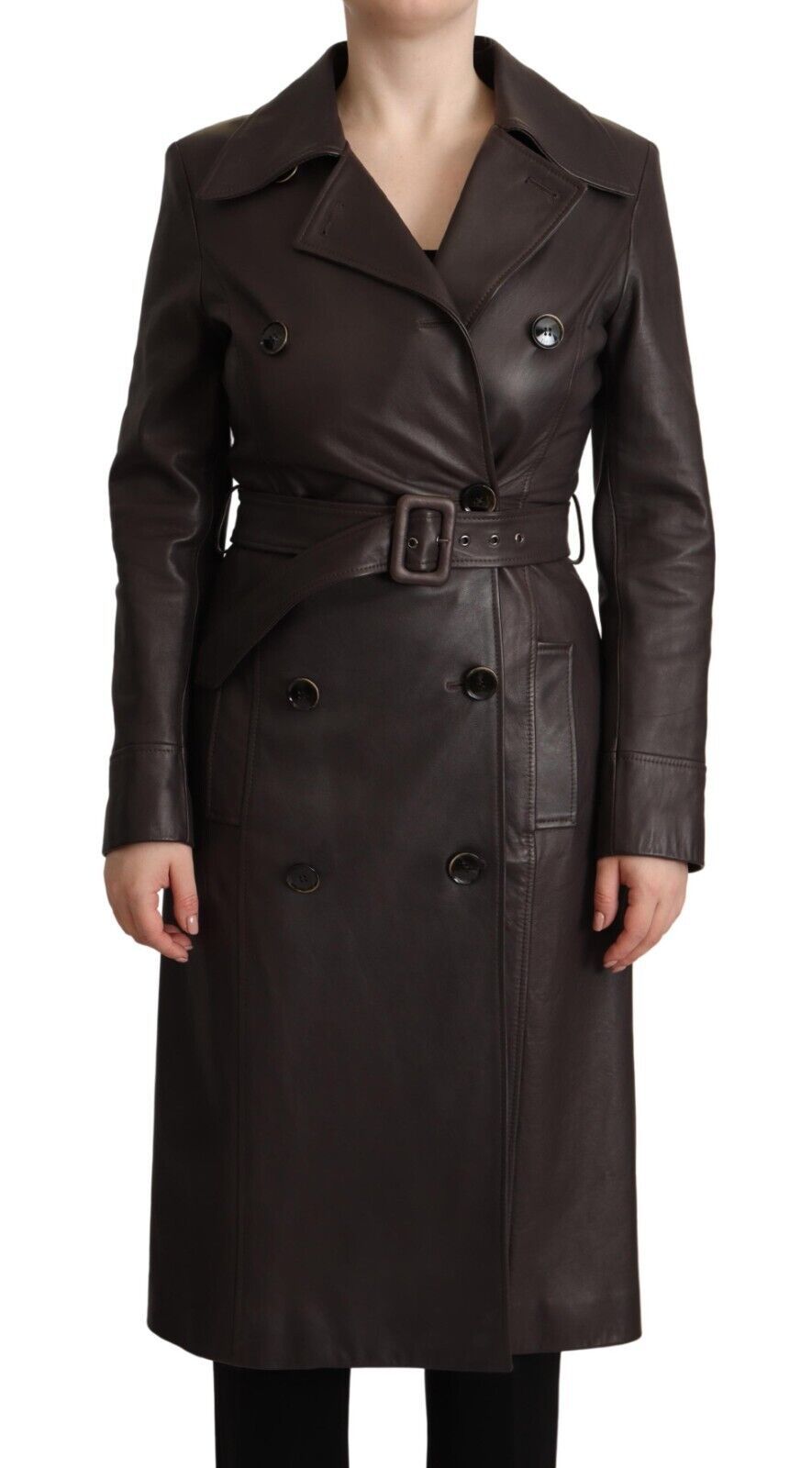  - Dolce & Gabbana Elegant Double - Breasted Lambskin Leather Coat - JKT3286 - 40 - Ask Me Wear