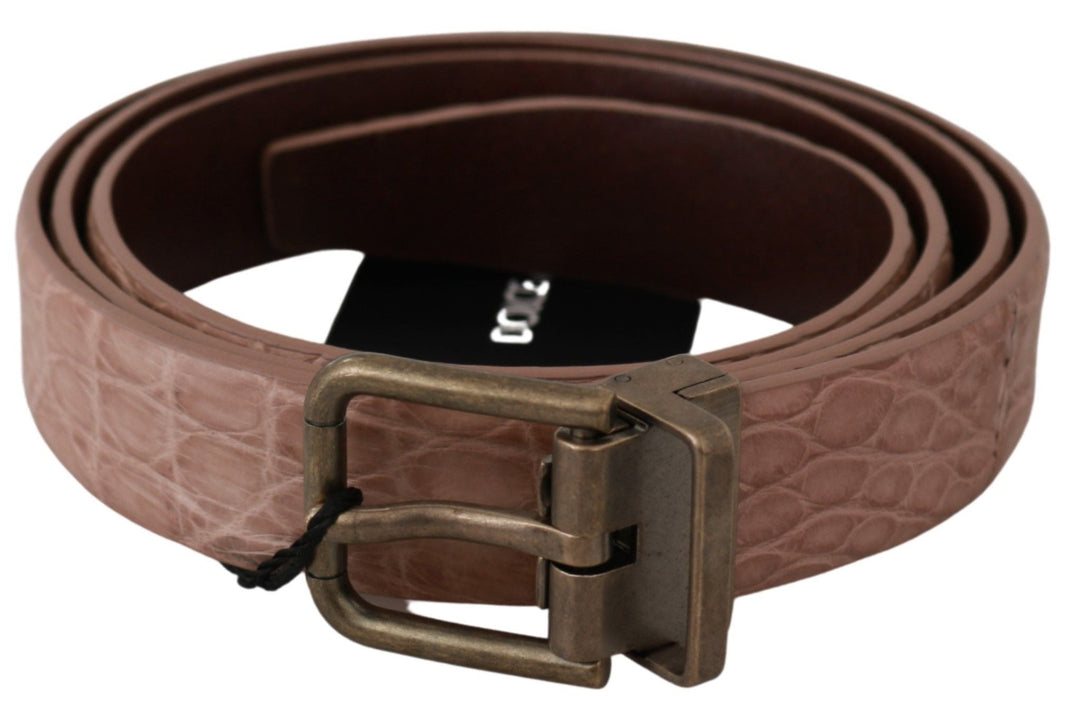  - Dolce & Gabbana Elegant Exotic Skin Brushed Gold Buckle Belt - BEL60604 - 100 - Ask Me Wear