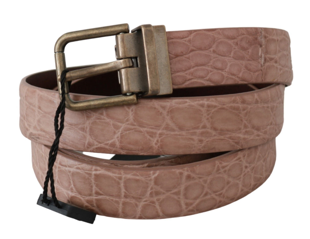  - Dolce & Gabbana Elegant Exotic Skin Brushed Gold Buckle Belt - BEL60604 - 100 - Ask Me Wear