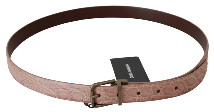  - Dolce & Gabbana Elegant Exotic Skin Brushed Gold Buckle Belt - BEL60604 - 100 - Ask Me Wear