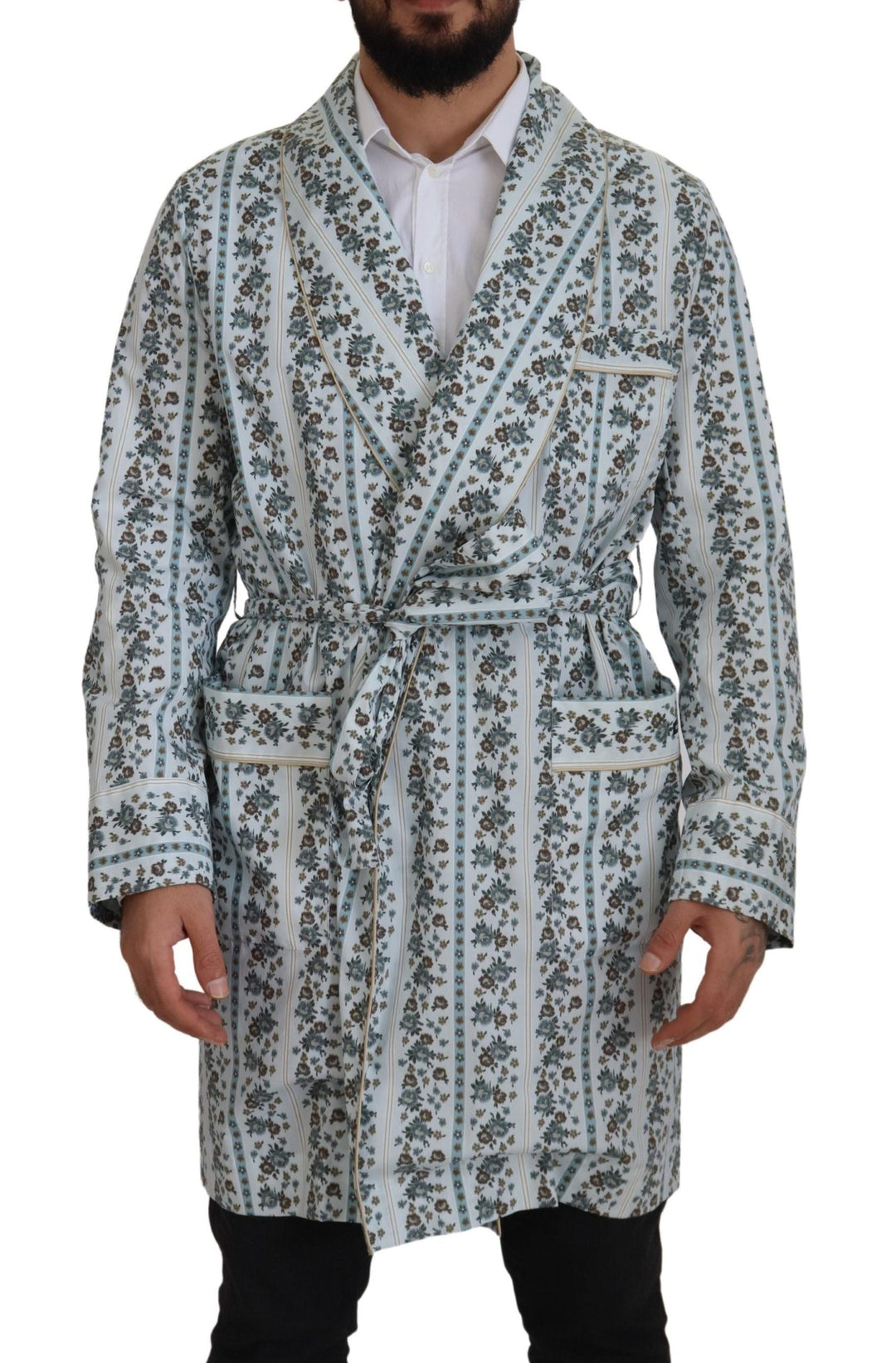  - Dolce & Gabbana Elegant Floral Cotton Jacket Robe - JKT3419 - 48 - Ask Me Wear