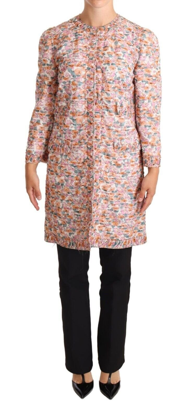  - Dolce & Gabbana Elegant Floral Silk Trench Coat - JKT3042 - 40 - Ask Me Wear