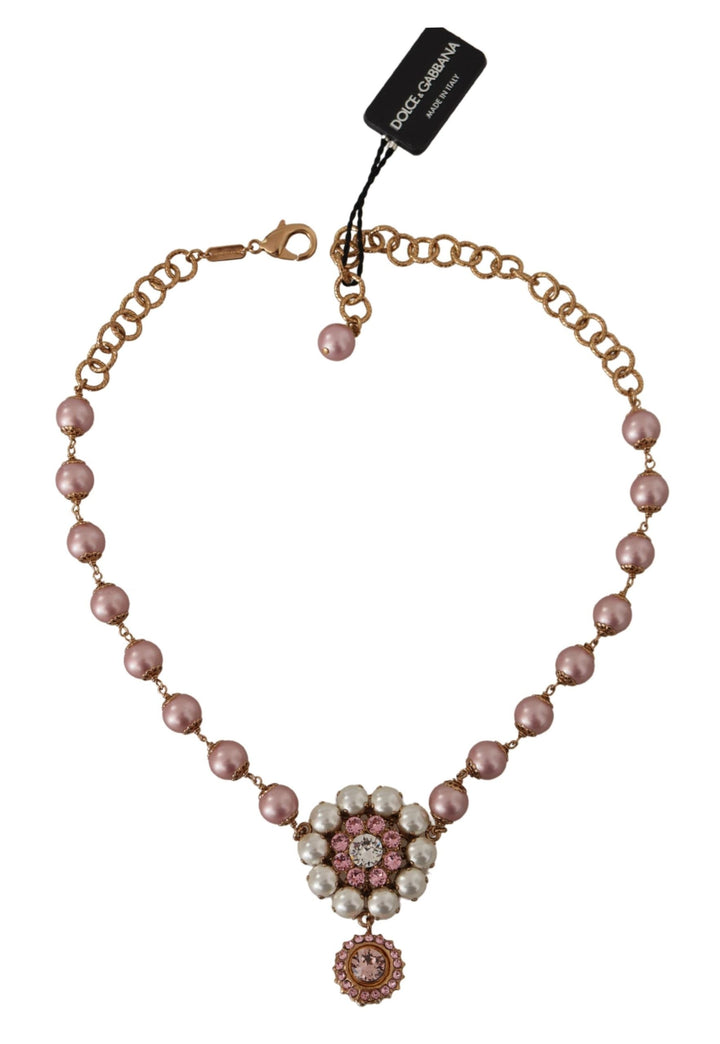  - Dolce & Gabbana Elegant Gold Crystal Floral Statement Necklace - SMY100989 - Ask Me Wear