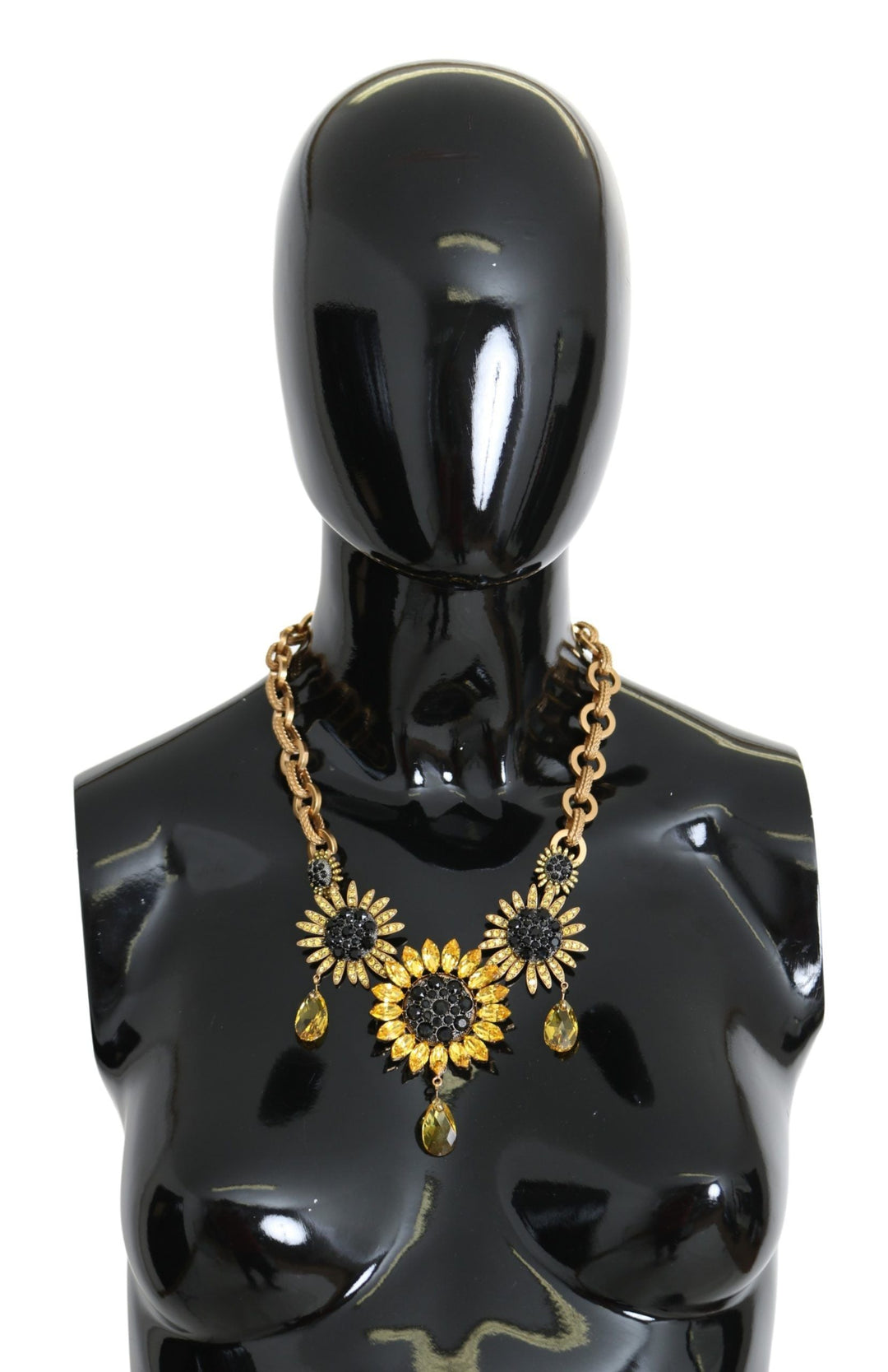  - Dolce & Gabbana Elegant Gold Floral Crystal Statement Necklace - SMY100325 - Ask Me Wear