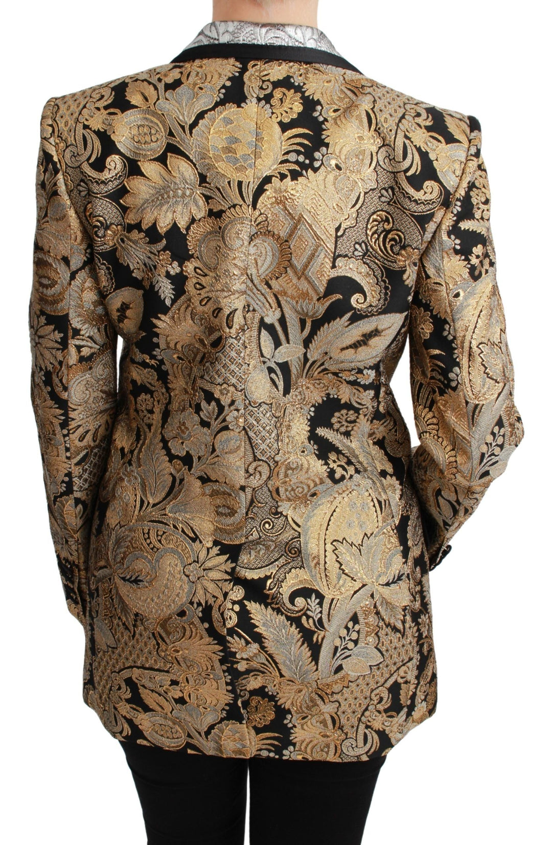  - Dolce & Gabbana Elegant Gold Floral Jacquard Blazer - JKT2627 - 38 - Ask Me Wear