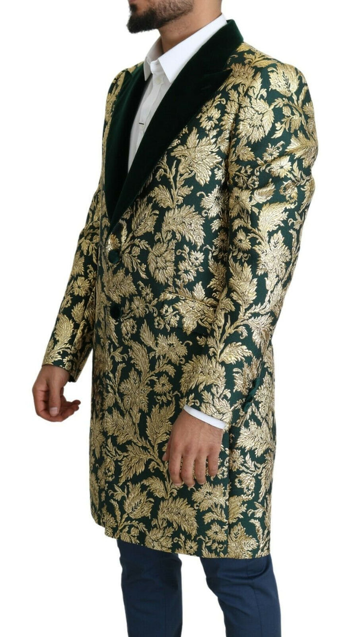  - Dolce & Gabbana Elegant Gold Green Jacquard Sicilia Jacket - JKT2724 - 52 - Ask Me Wear