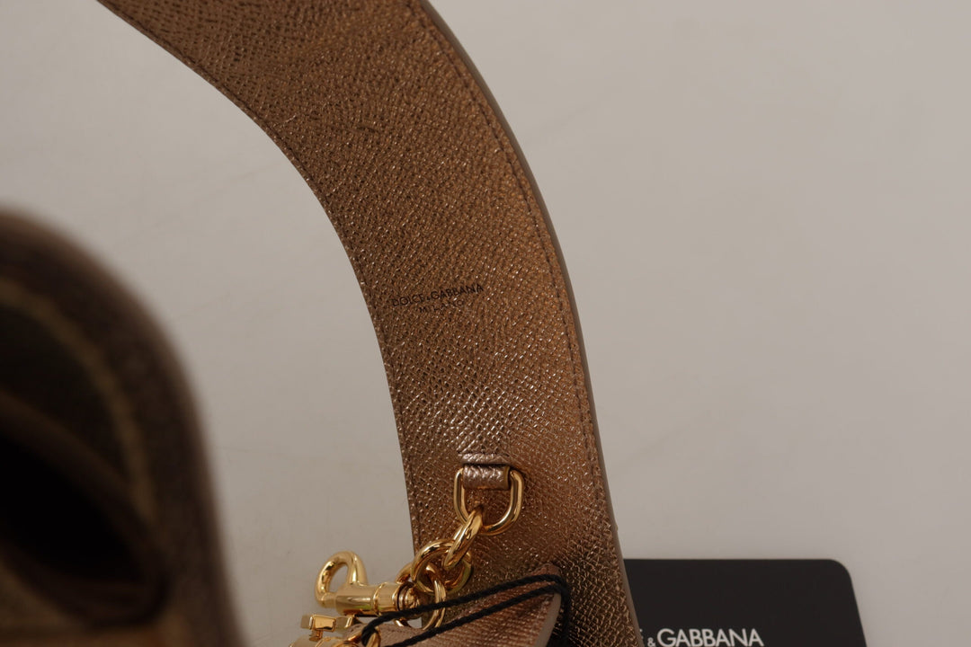  - Dolce & Gabbana Elegant Gold Leather Shoulder Strap - BEL8723 - Ask Me Wear