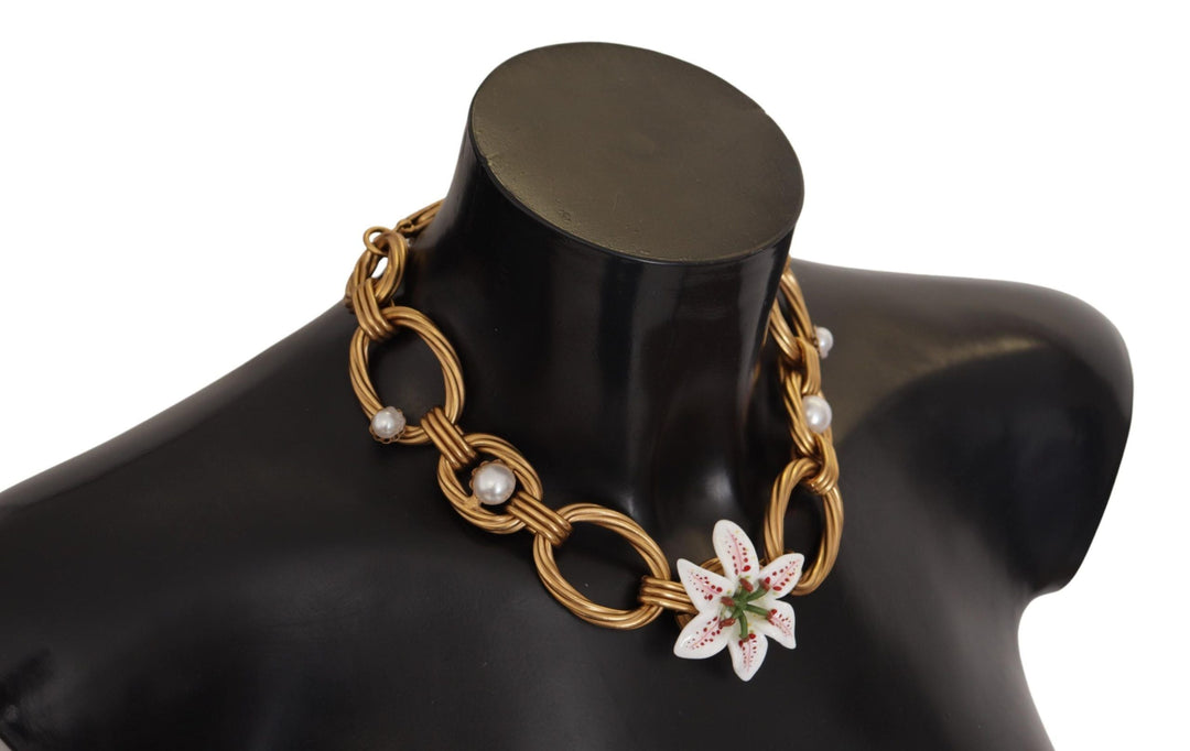  - Dolce & Gabbana Elegant Gold Lilly Flower Pendant Necklace - SMY100991 - Ask Me Wear