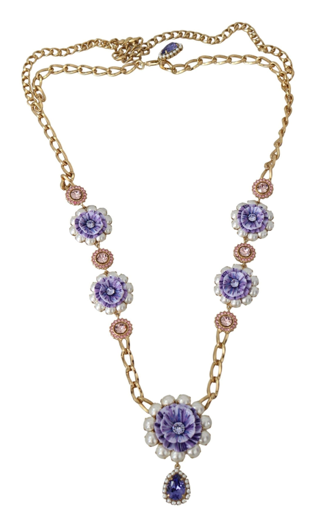  - Dolce & Gabbana Elegant Gold - Tone Charm Necklace with Floral Motif - SMY100379 - Ask Me Wear