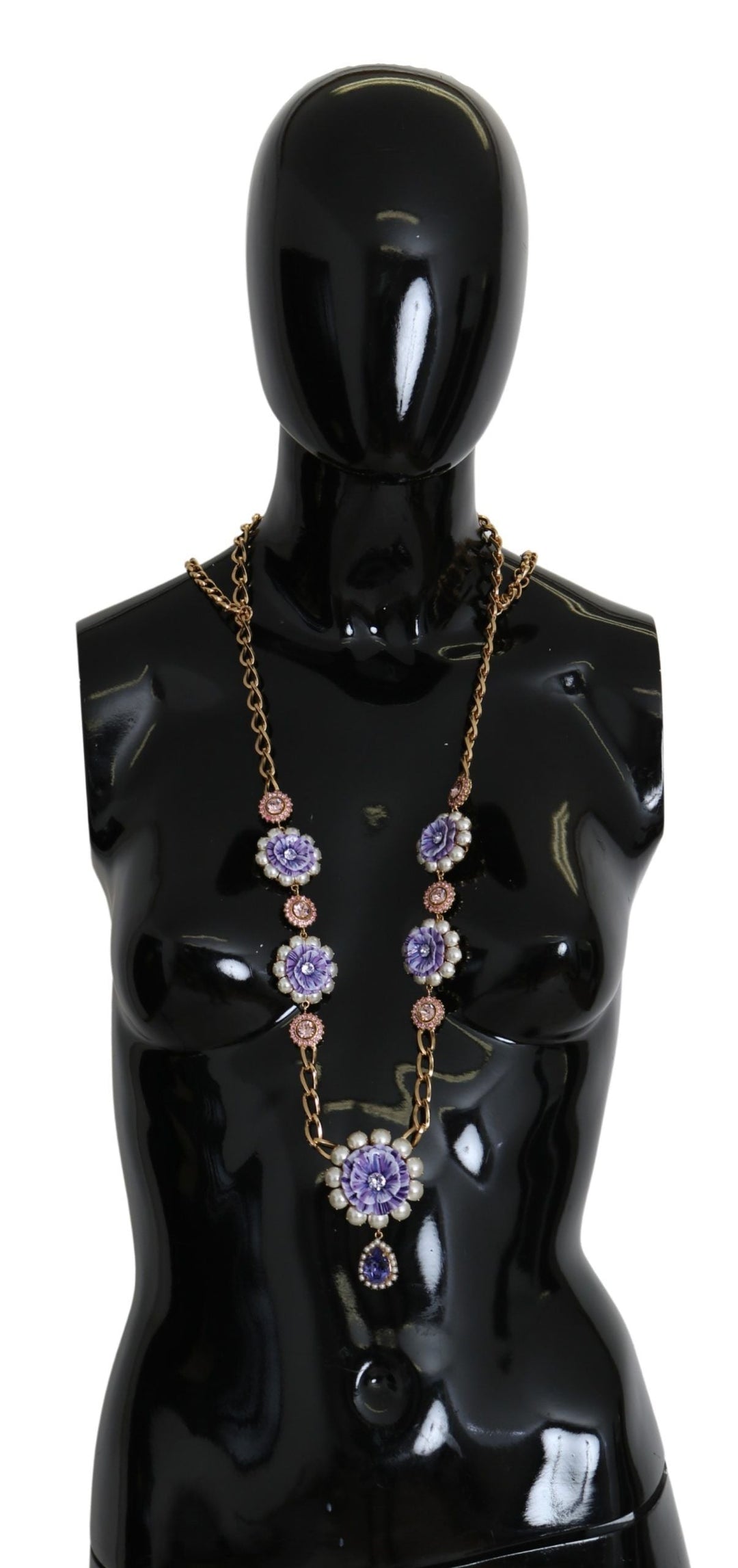  - Dolce & Gabbana Elegant Gold - Tone Charm Necklace with Floral Motif - SMY100379 - Ask Me Wear