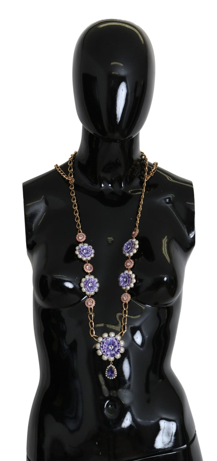  - Dolce & Gabbana Elegant Gold - Tone Charm Necklace with Floral Motif - SMY100379 - Ask Me Wear