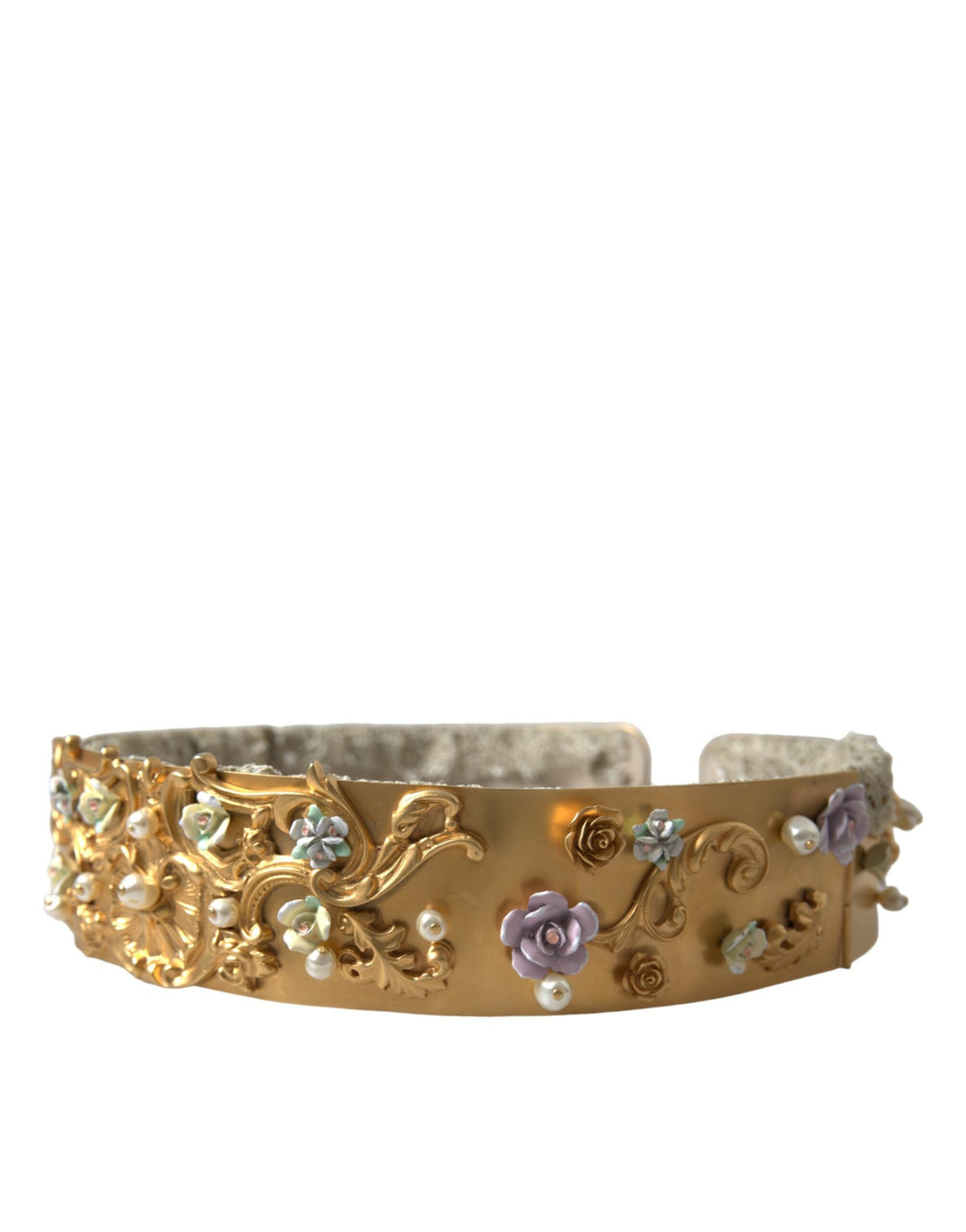  - Dolce & Gabbana Elegant Gold - Tone Faux Pearl Floral Belt - SMY101263 - 85 - Ask Me Wear