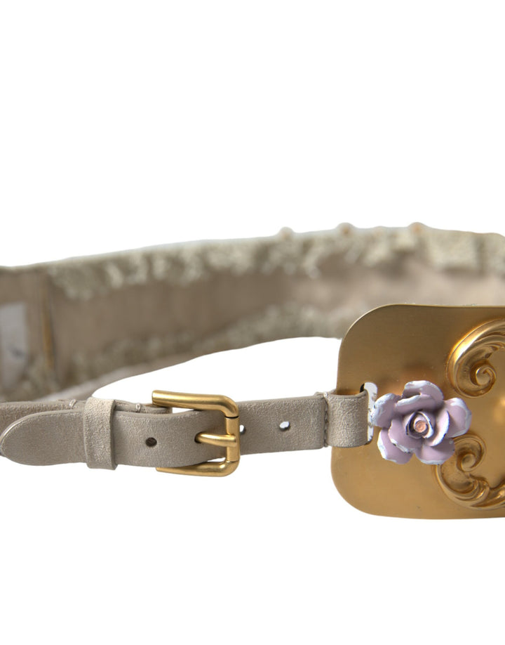  - Dolce & Gabbana Elegant Gold - Tone Faux Pearl Floral Belt - SMY101263 - 85 - Ask Me Wear