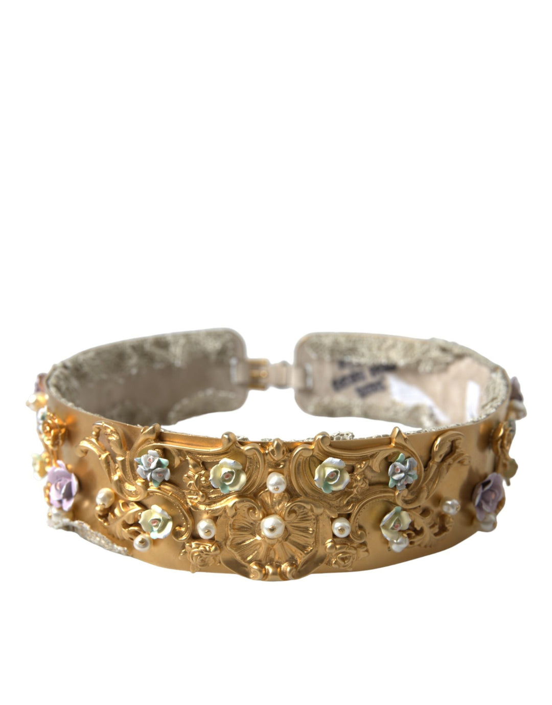  - Dolce & Gabbana Elegant Gold - Tone Faux Pearl Floral Belt - SMY101263 - 85 - Ask Me Wear