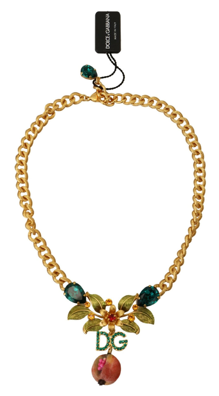  - Dolce & Gabbana Elegant Gold - Tone Floral Fruit Necklace - SMY101076 - Ask Me Wear