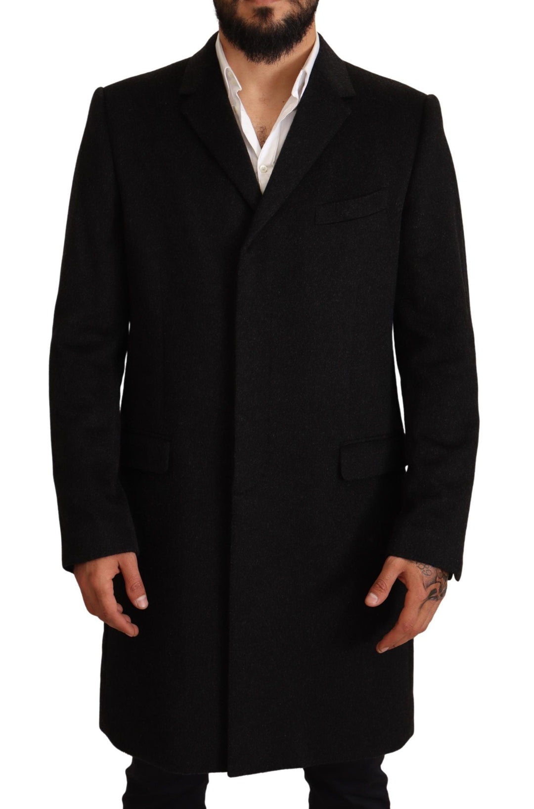  - Dolce & Gabbana Elegant Gray Long Overcoat in Pure Cashmere - JKT2937 - 54 - Ask Me Wear