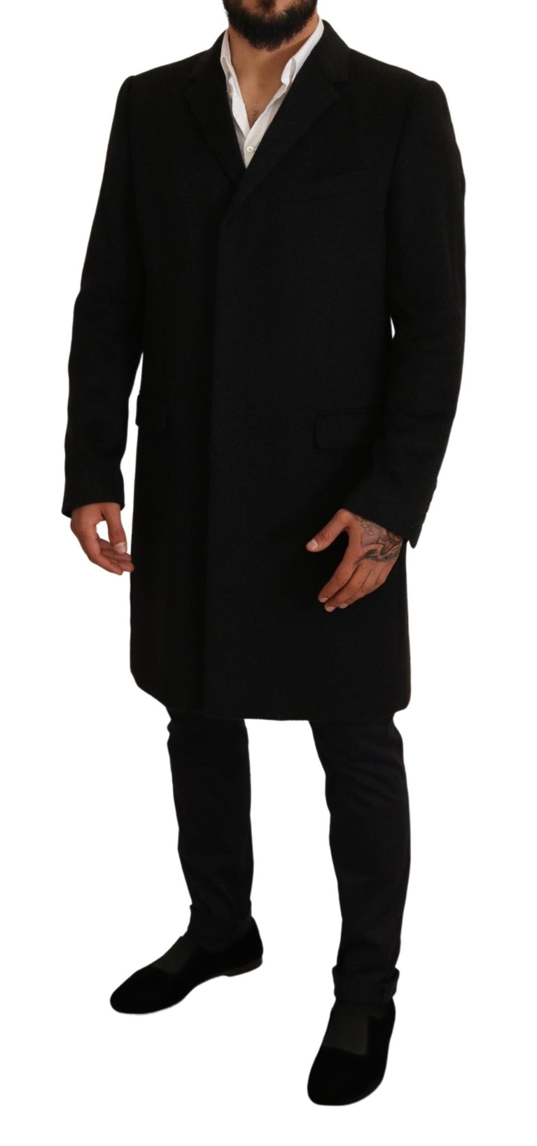  - Dolce & Gabbana Elegant Gray Long Overcoat in Pure Cashmere - JKT2937 - 54 - Ask Me Wear