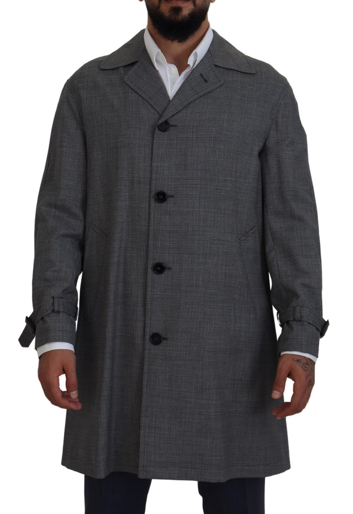  - Dolce & Gabbana Elegant Gray Plaid Trench Coat - KOS2172 - 44 - Ask Me Wear