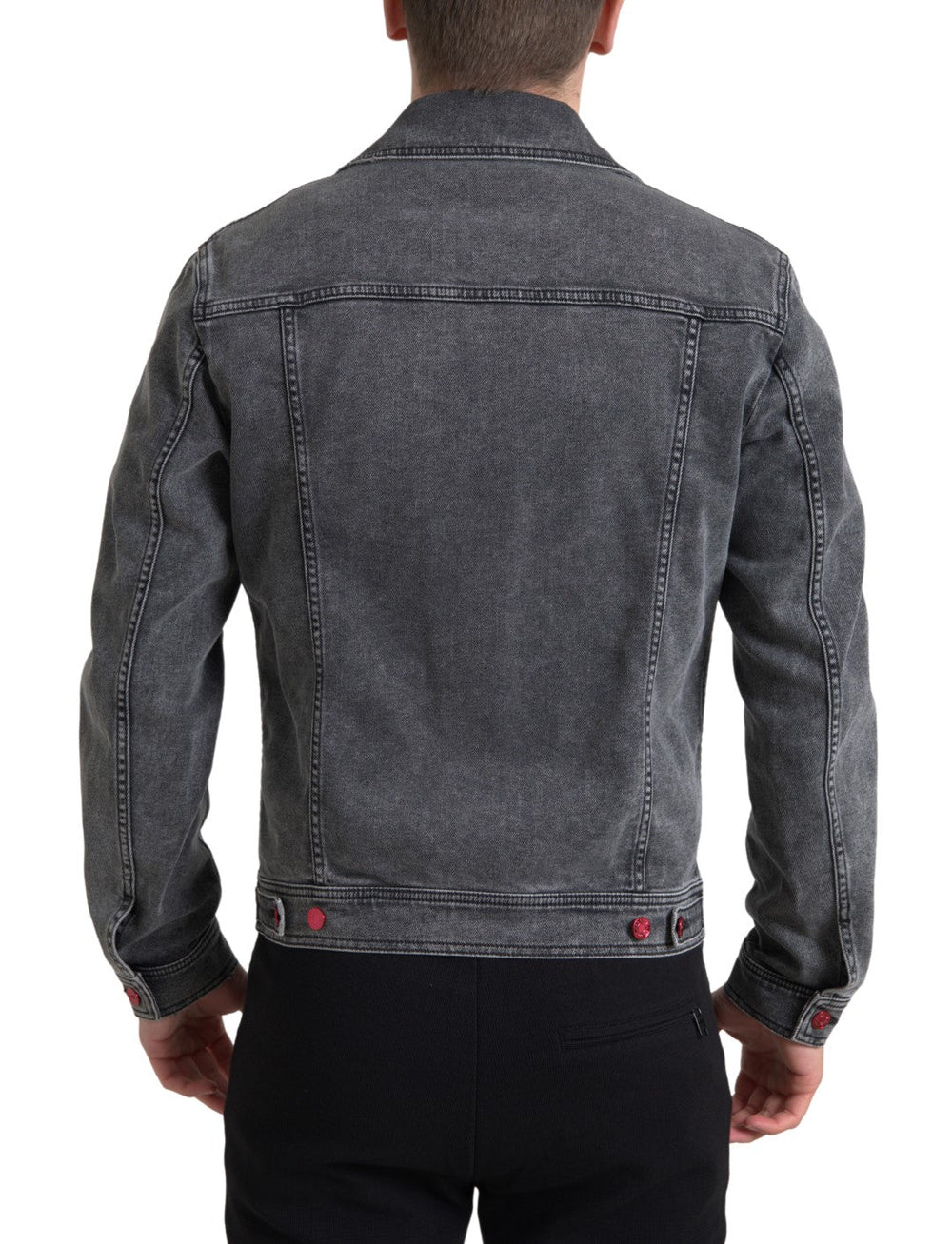  - Dolce & Gabbana Elegant Gray Stretch Denim Jacket - JKT3715 - 48 - Ask Me Wear