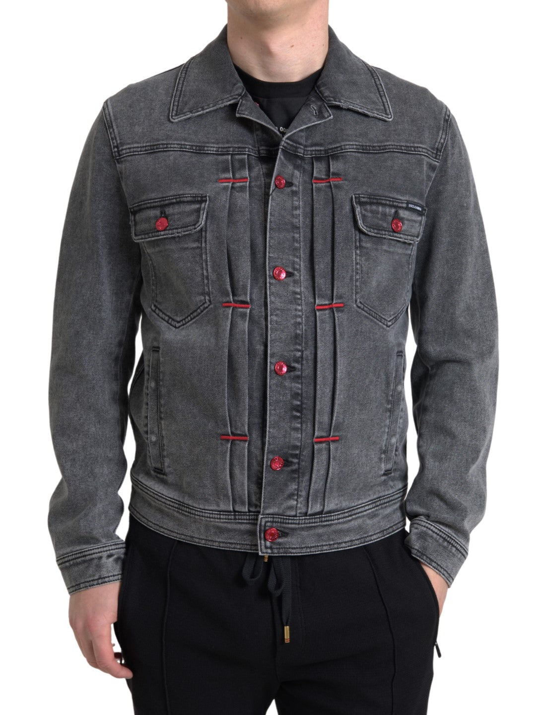  - Dolce & Gabbana Elegant Gray Stretch Denim Jacket - JKT3715 - 48 - Ask Me Wear