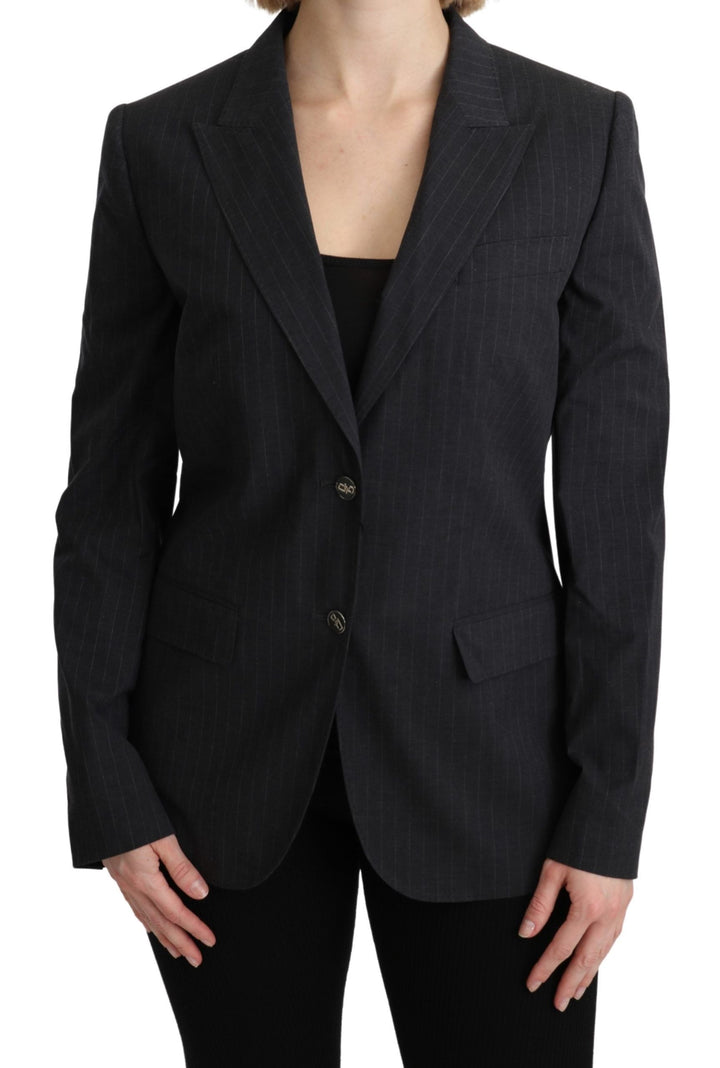  - Dolce & Gabbana Elegant Gray Striped Cotton Blazer - KOS1795 - 44 - Ask Me Wear