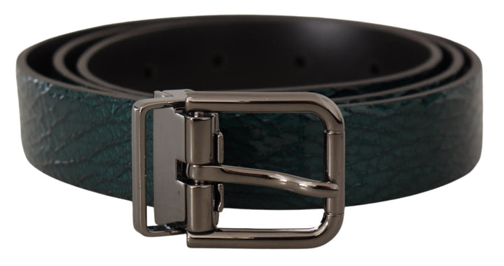  - Dolce & Gabbana Elegant Green Leather Belt with Silver Buckle - BEL8452 - 90 - Ask Me Wear