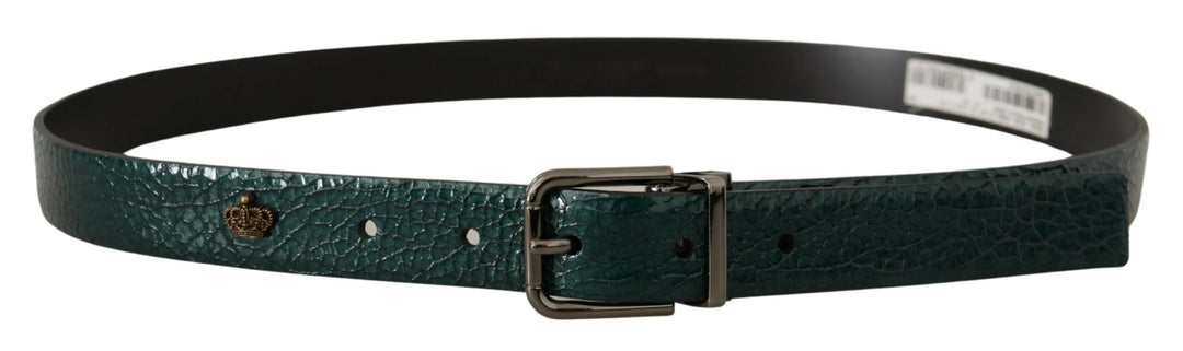  - Dolce & Gabbana Elegant Green Leather Belt with Silver Buckle - BEL8452 - 90 - Ask Me Wear