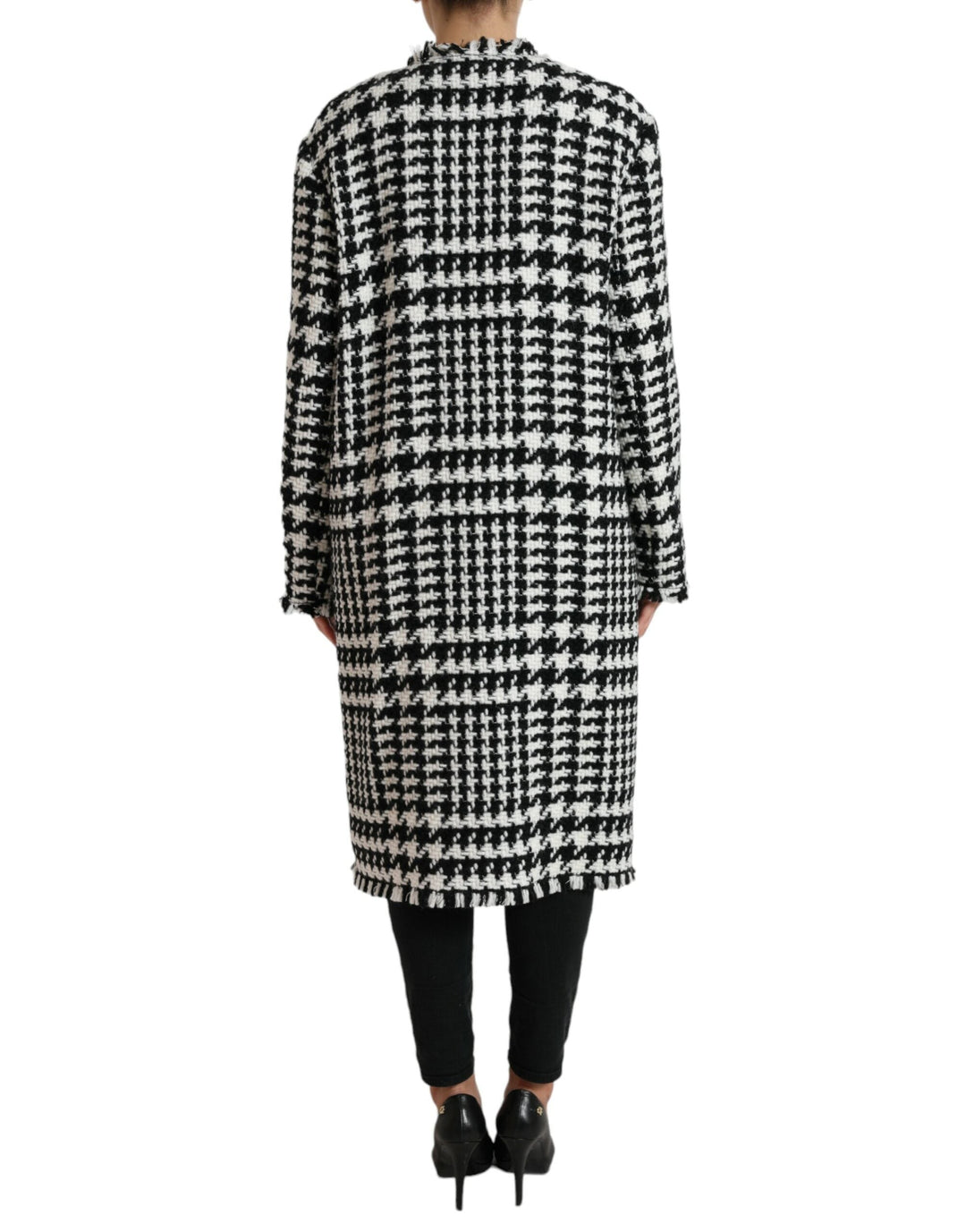  - Dolce & Gabbana Elegant Houndstooth Long Trench Coat - JKT3697 - 40 - Ask Me Wear