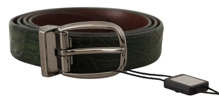  - Dolce & Gabbana Elegant Italian Leather Crocodile Belt - BEL8407 - 95 - Ask Me Wear