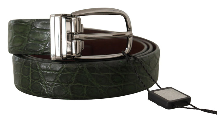  - Dolce & Gabbana Elegant Italian Leather Crocodile Belt - BEL8407 - 95 - Ask Me Wear