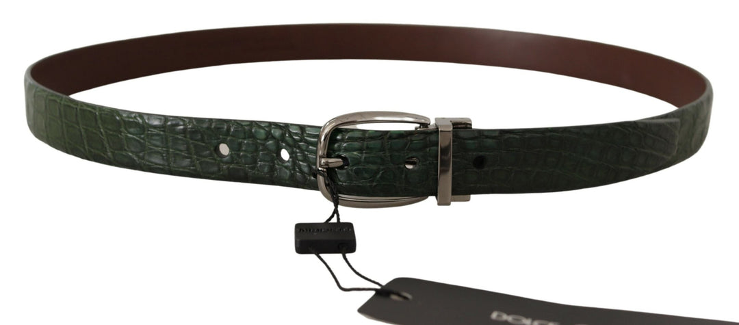  - Dolce & Gabbana Elegant Italian Leather Crocodile Belt - BEL8407 - 95 - Ask Me Wear