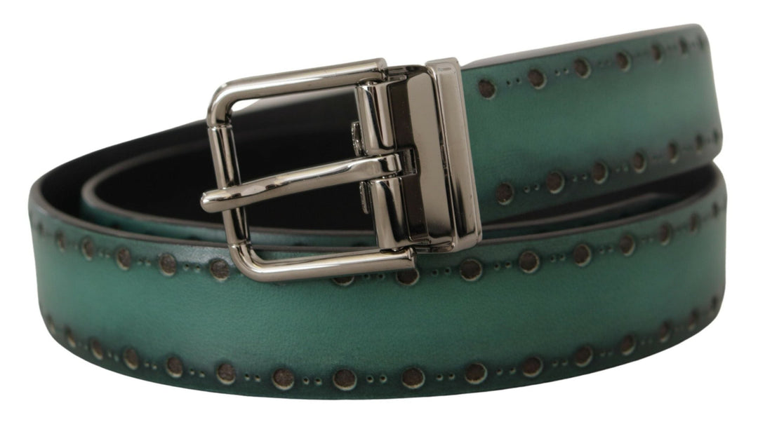  - Dolce & Gabbana Elegant Leather Belt with Silver Tone Buckle - BEL8475 - 90 - Ask Me Wear