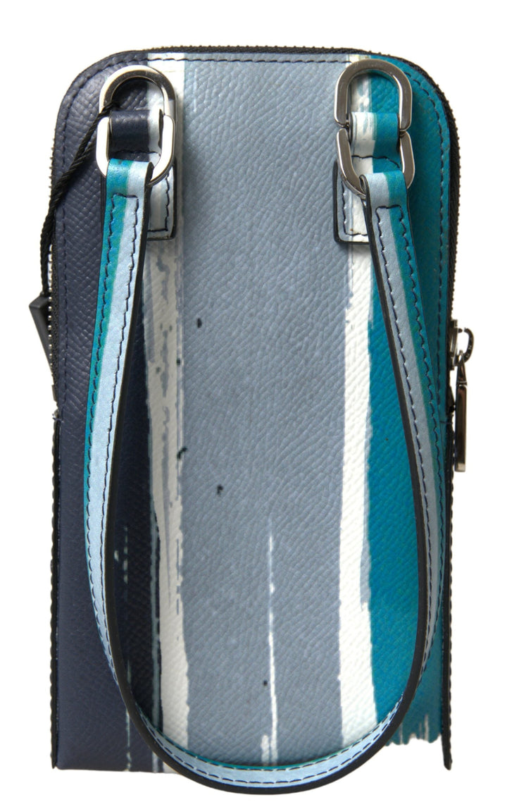  - Dolce & Gabbana Elegant Leather Crossbody Phone Bag in Blue & White - BAG1083 - Ask Me Wear