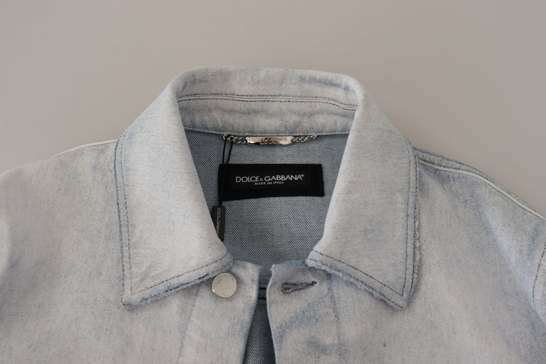  - Dolce & Gabbana Elegant Light Blue Denim Jacket - JKT3376 - 48 - Ask Me Wear