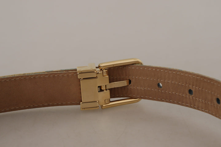  - Dolce & Gabbana Elegant Light Blue Leather Belt with Gold Buckle - WMB101 - 65 - Ask Me Wear