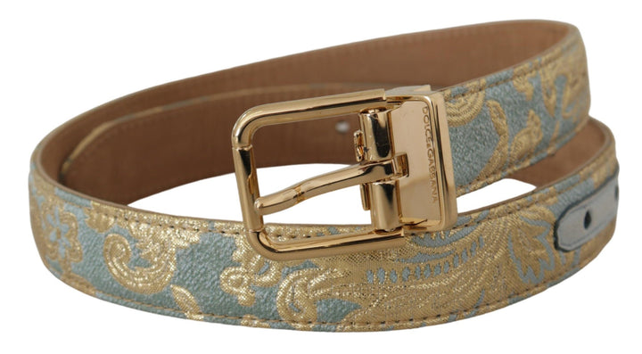  - Dolce & Gabbana Elegant Light Blue Leather Belt with Gold Buckle - WMB101 - 65 - Ask Me Wear