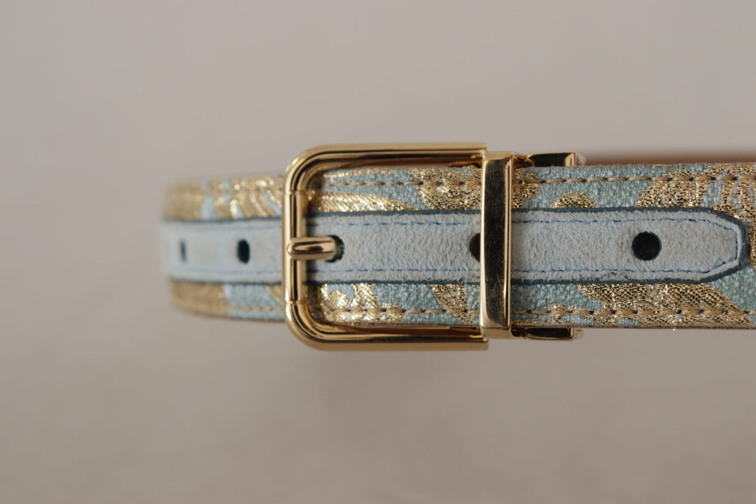  - Dolce & Gabbana Elegant Light Blue Leather Belt with Gold Buckle - WMB101 - 65 - Ask Me Wear