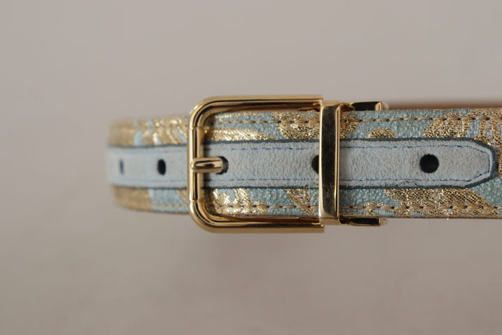  - Dolce & Gabbana Elegant Light Blue Leather Belt with Gold Buckle - WMB101 - 65 - Ask Me Wear