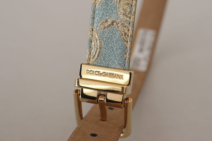  - Dolce & Gabbana Elegant Light Blue Leather Belt with Gold Buckle - WMB101 - 65 - Ask Me Wear