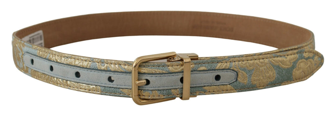  - Dolce & Gabbana Elegant Light Blue Leather Belt with Gold Buckle - WMB101 - 65 - Ask Me Wear