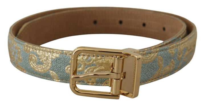  - Dolce & Gabbana Elegant Light Blue Leather Belt with Gold Buckle - WMB101 - 65 - Ask Me Wear