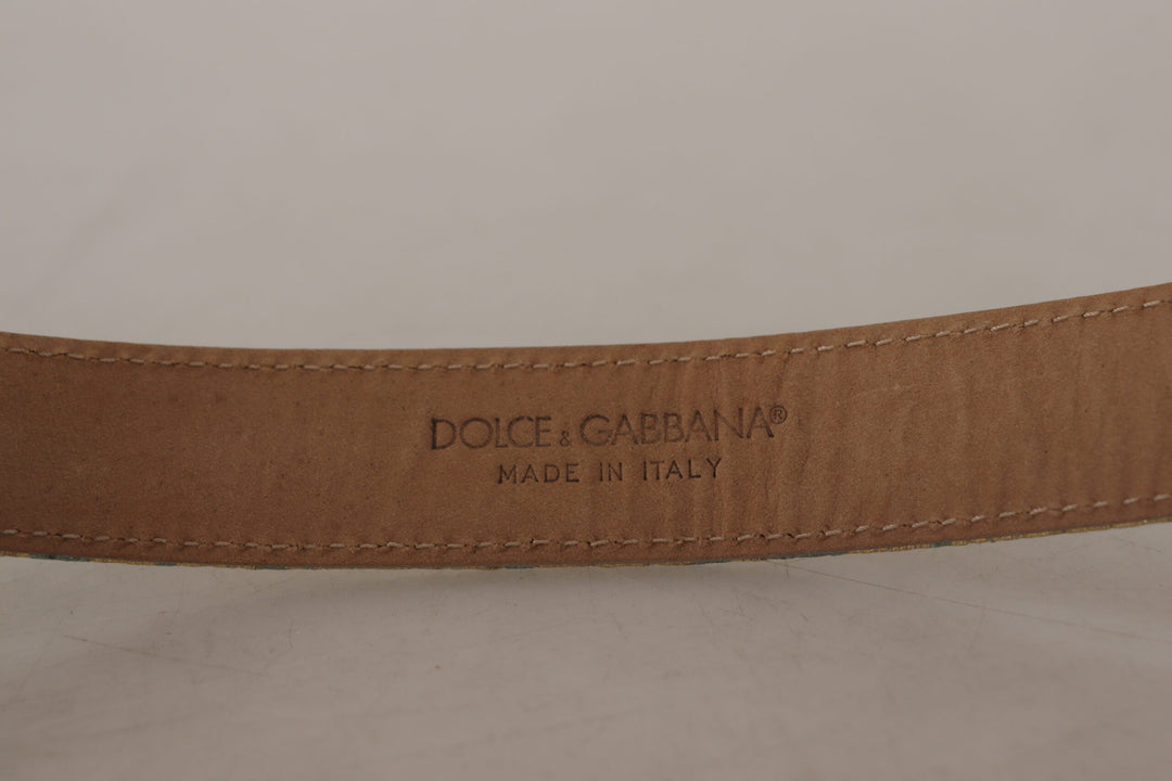  - Dolce & Gabbana Elegant Light Blue Leather Belt with Gold Buckle - WMB101 - 65 - Ask Me Wear