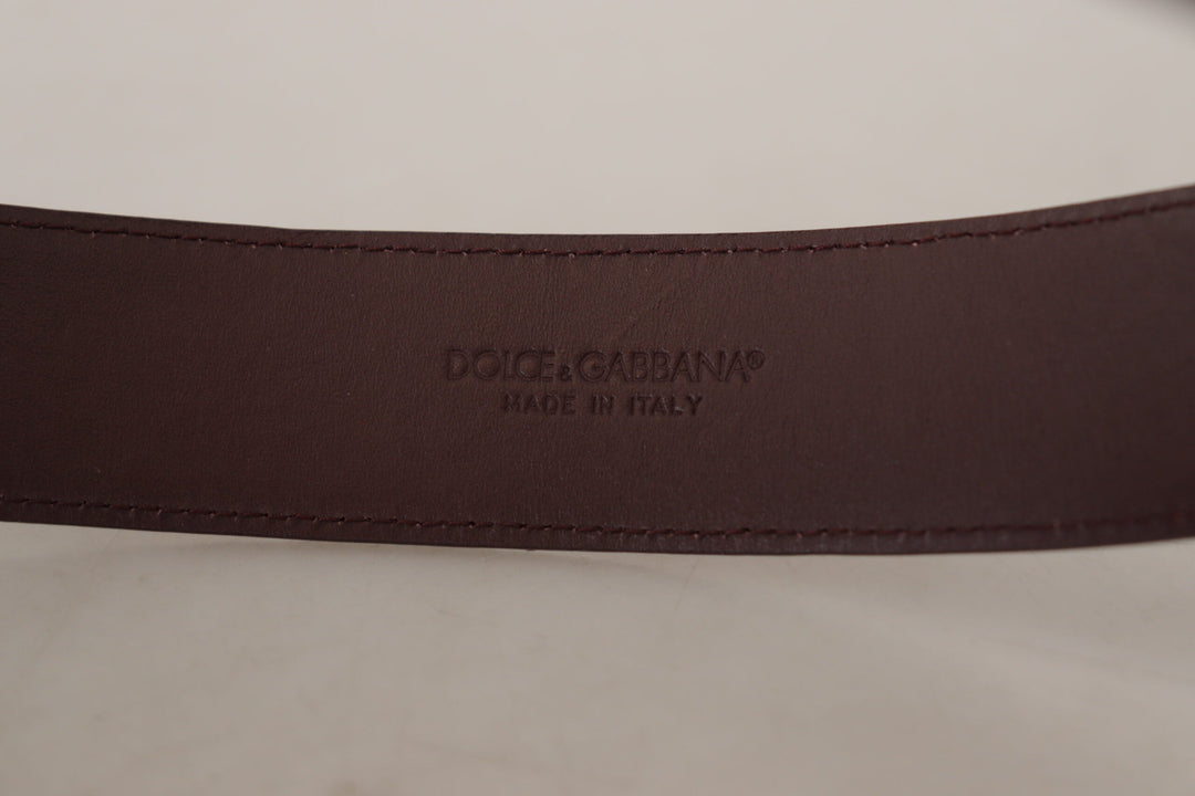  - Dolce & Gabbana Elegant Maroon Leather Belt with Engraved Buckle - BEL8500 - 70 - Ask Me Wear