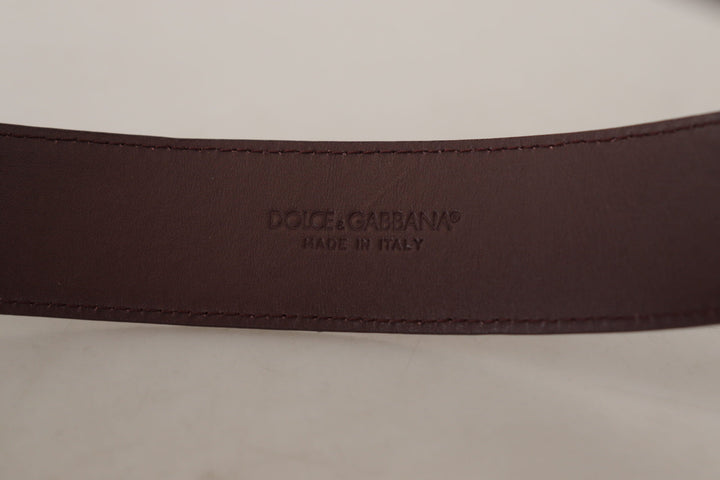  - Dolce & Gabbana Elegant Maroon Leather Belt with Engraved Buckle - BEL8500 - 70 - Ask Me Wear