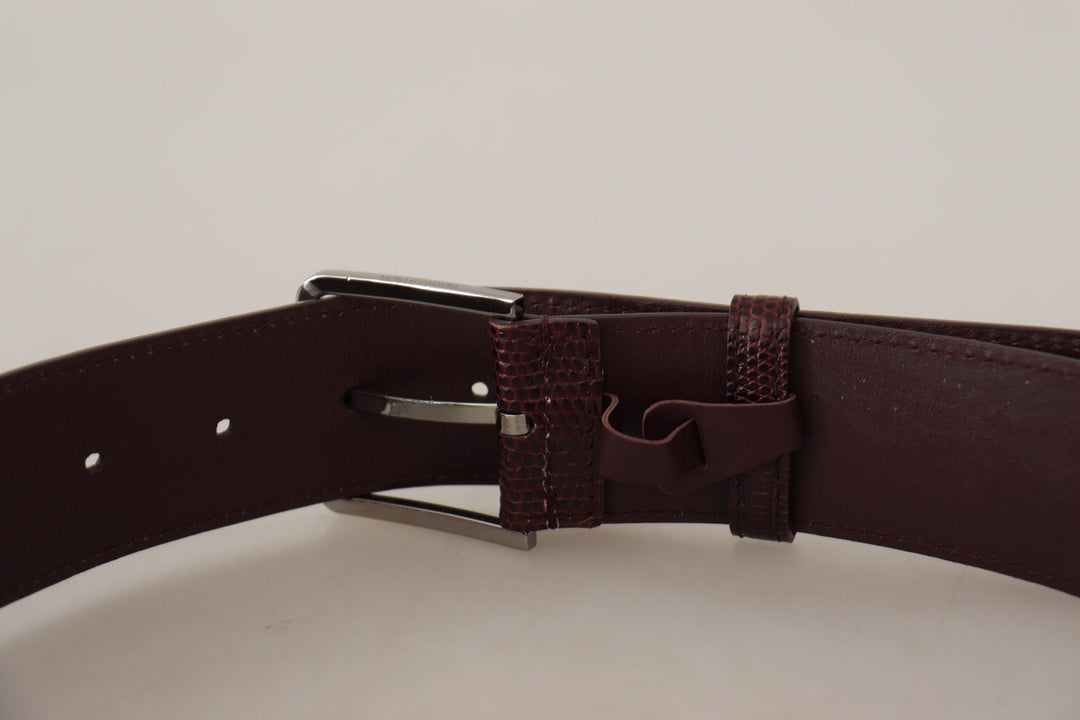  - Dolce & Gabbana Elegant Maroon Leather Belt with Engraved Buckle - BEL8500 - 70 - Ask Me Wear