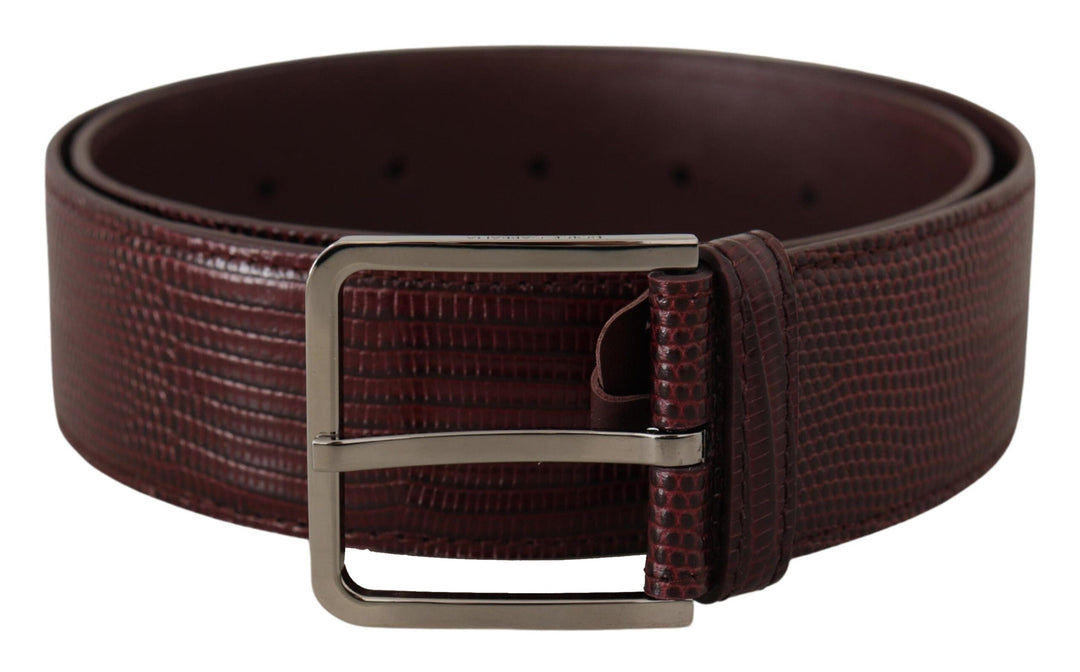  - Dolce & Gabbana Elegant Maroon Leather Belt with Engraved Buckle - BEL8500 - 70 - Ask Me Wear