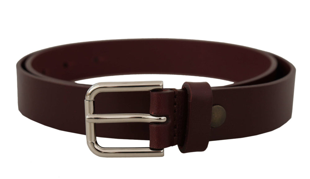  - Dolce & Gabbana Elegant Maroon Leather Belt with Logo Buckle - BEL8600 - 80 - Ask Me Wear