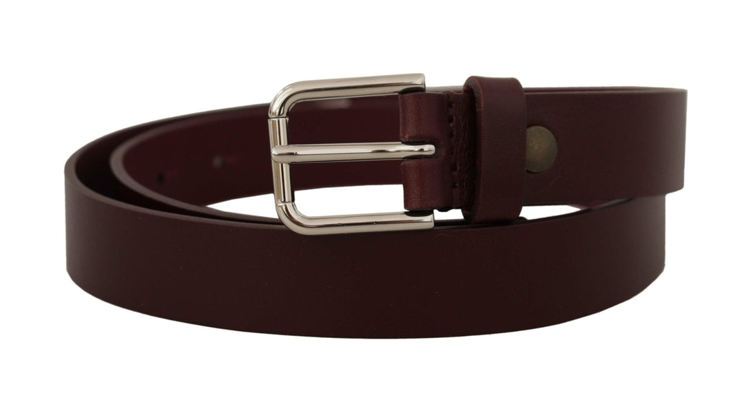  - Dolce & Gabbana Elegant Maroon Leather Belt with Logo Buckle - BEL8600 - 80 - Ask Me Wear