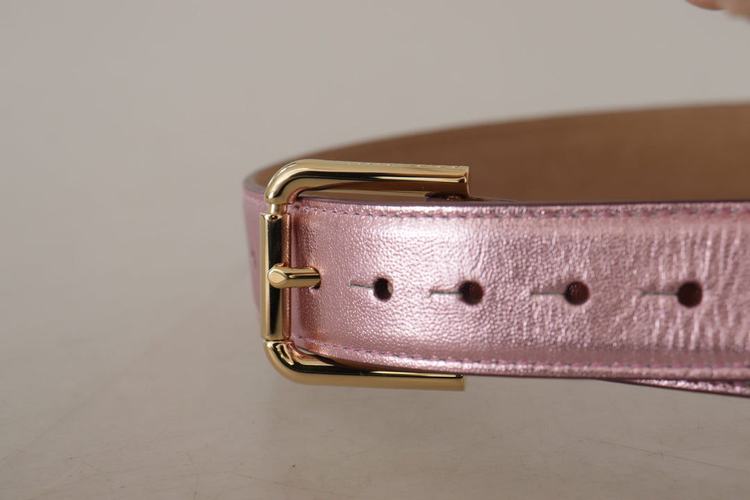  - Dolce & Gabbana Elegant Metallic Pink Leather Belt - BEL8456 - 70 - Ask Me Wear