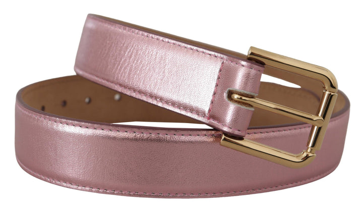  - Dolce & Gabbana Elegant Metallic Pink Leather Belt - BEL8456 - 70 - Ask Me Wear